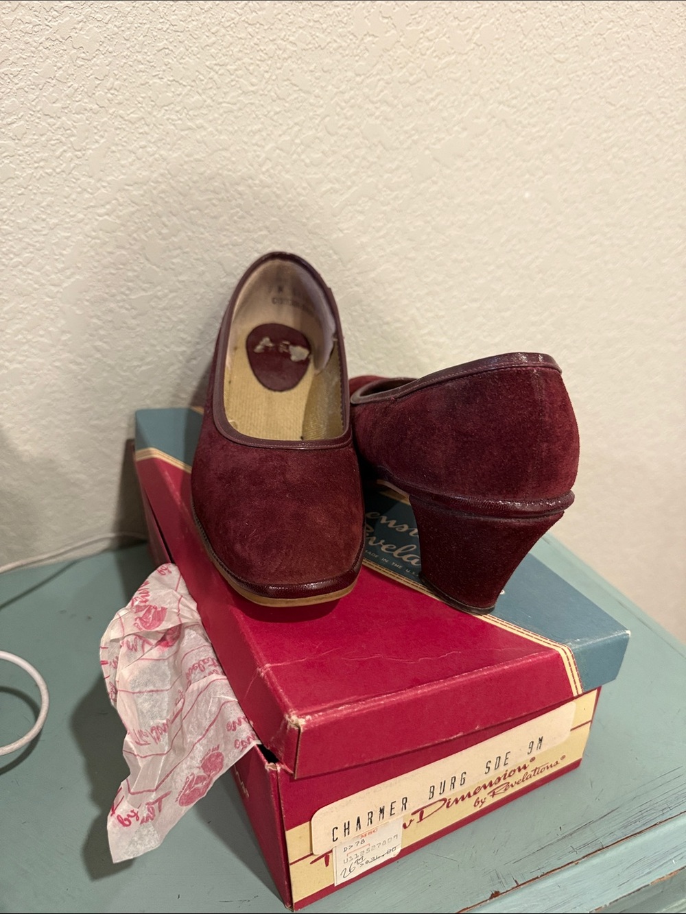 Vintage Women’s Burgundy Suede Wedge Heels